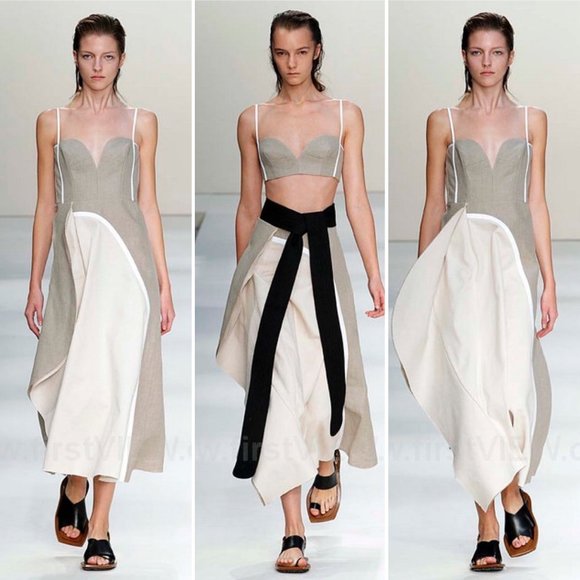 Marni White Cotton Laminate Contrast Draped Midi Skirt size IT 38 US 2 - Picture 9 of 9